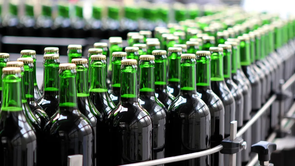 Bottles on a production line