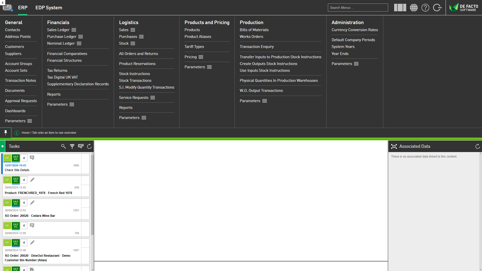 ERP Software Mega Menu Easy Navigation