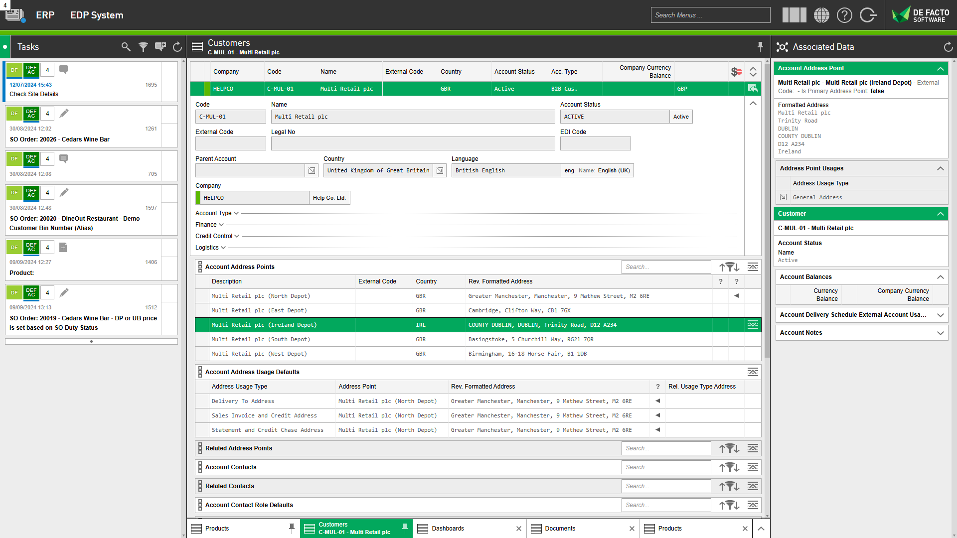 Multi-task ERP application with multi-tab views to work on multiple things at the same time.